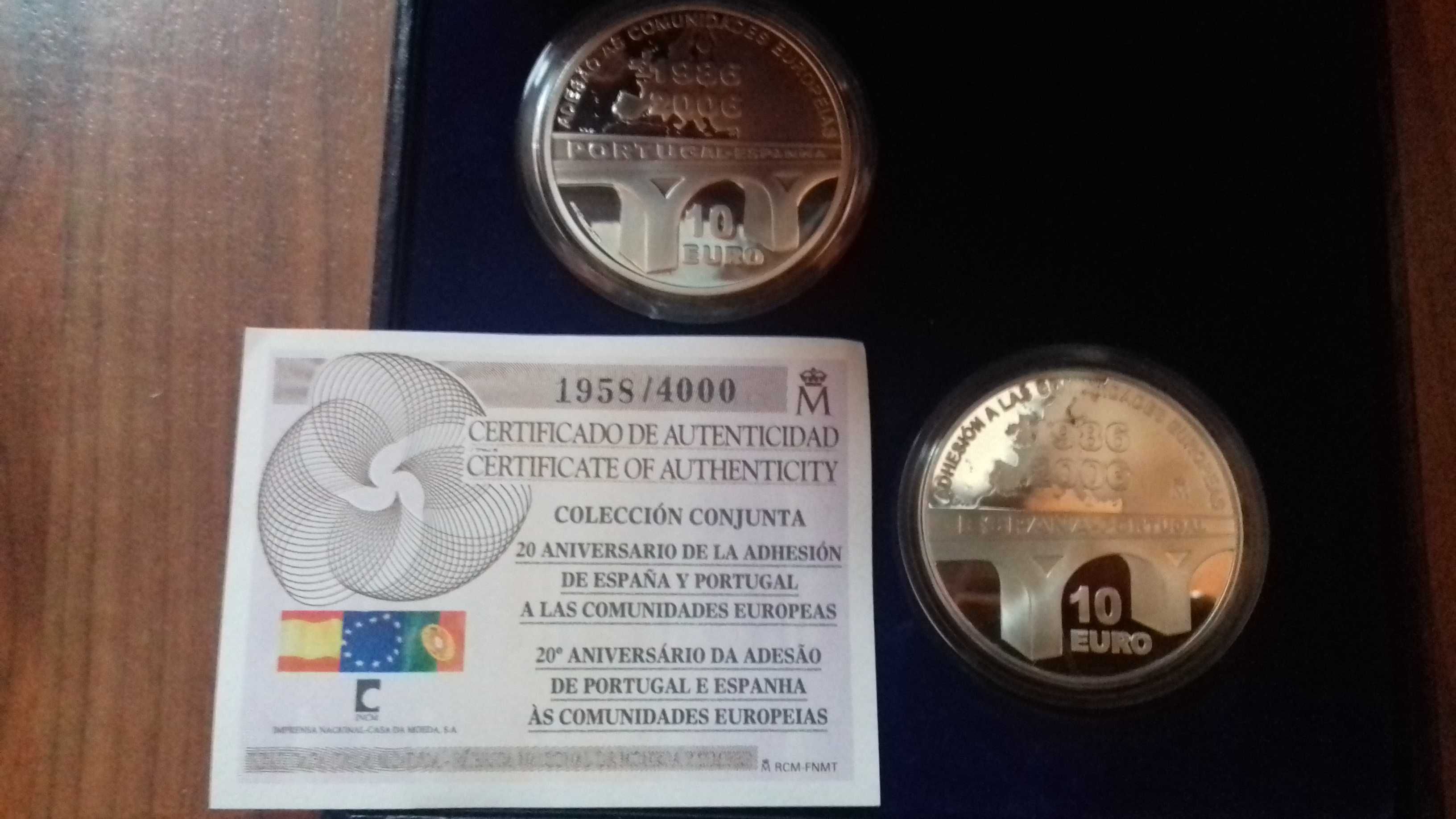 Estojo 2 Moedas de 10€ Adesão UE Portugal e Espanha