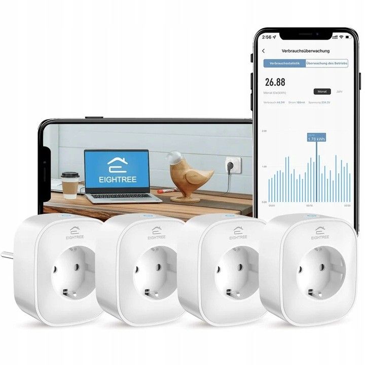 Inteligentne gniazdko sterowane Wi-Fi ET22 zestaw 4 szt aplikacja