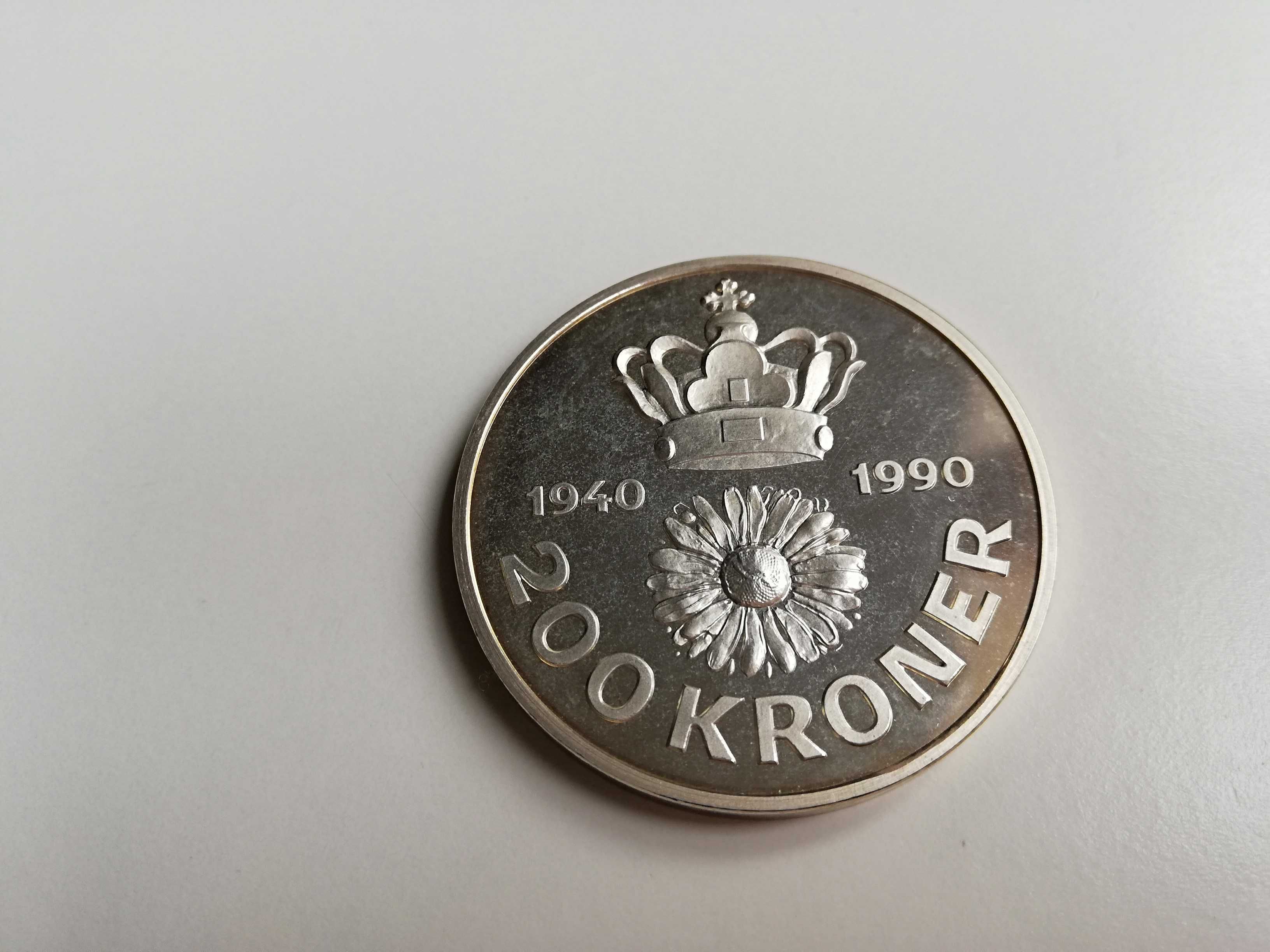 Moneta, srebro, 50 rocznica urodzin, Królowa Małgorzata II, Dania