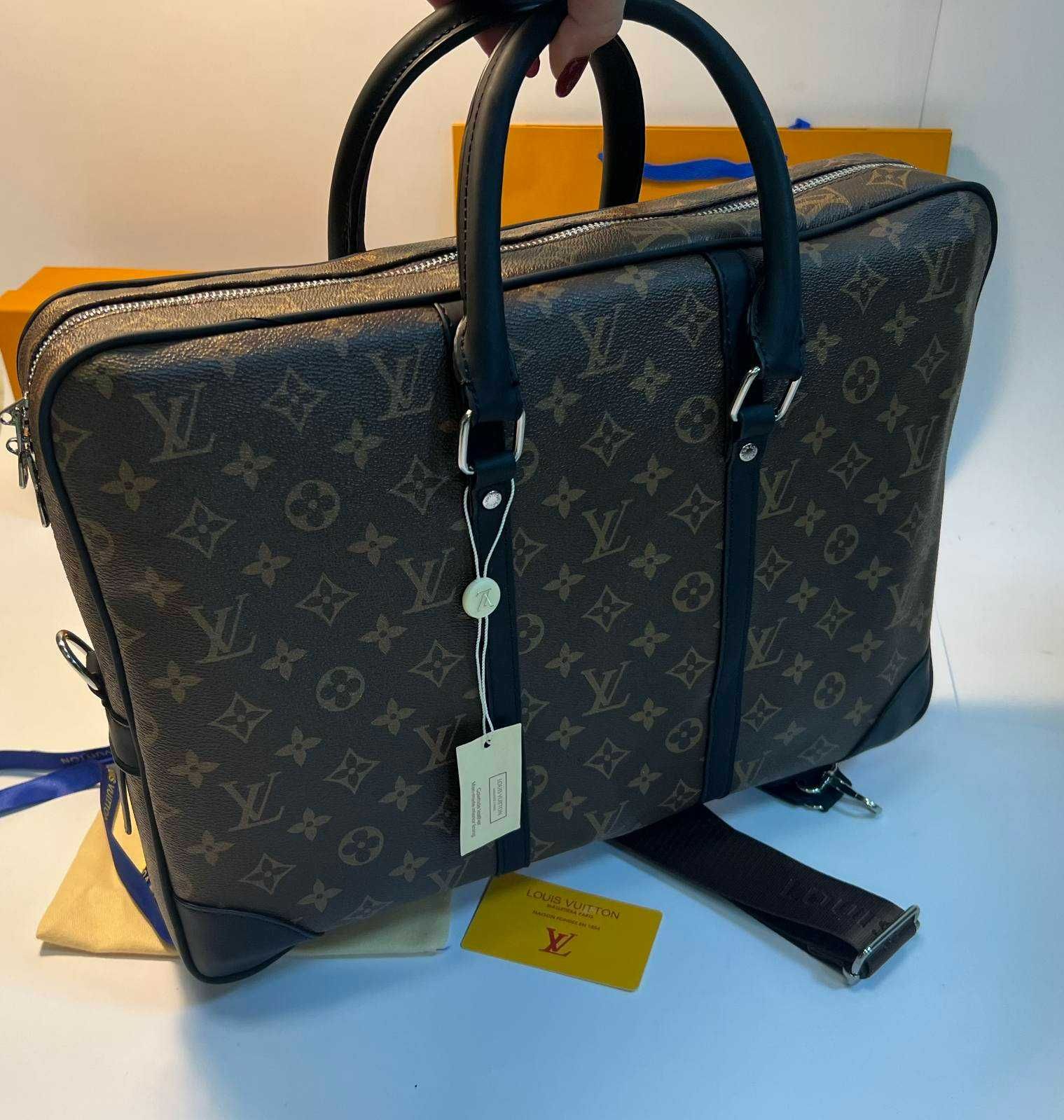 Męska torba aktówka teczka na laptop Louis Vuitton, skóra 76-09