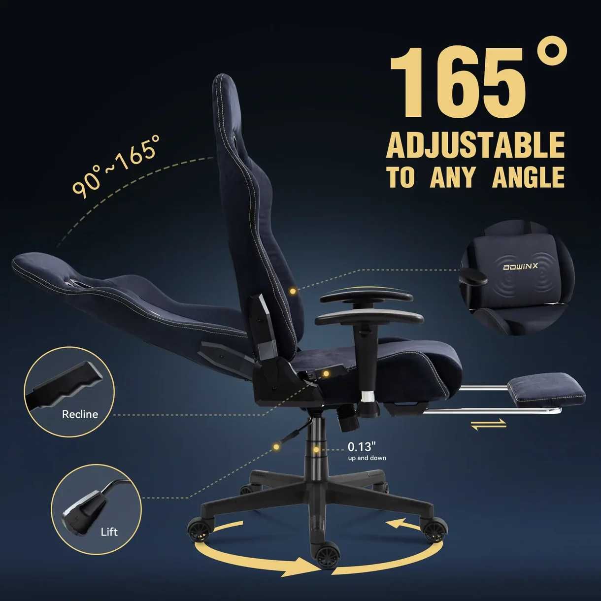 Dowinx Luxury Fotel z masażer dla gracza gamingowy fotel ergonomiczny