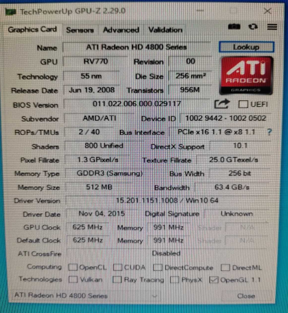 Видеокарта AMD HD4850 512mB 256bit DDR3 DVI