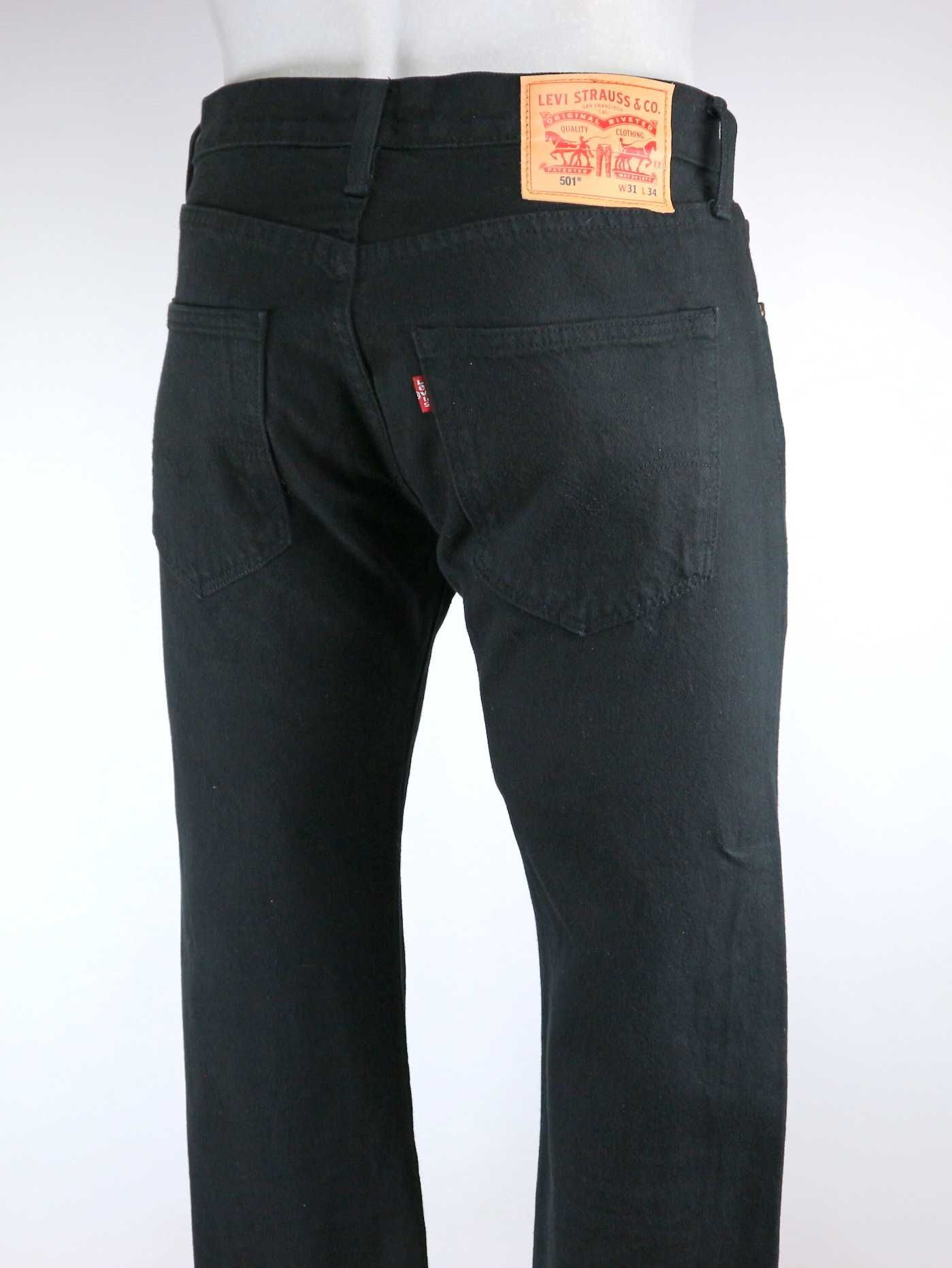 Levis 501 spodnie jeansy czarne W31 L34 pas 2 x 41 cm