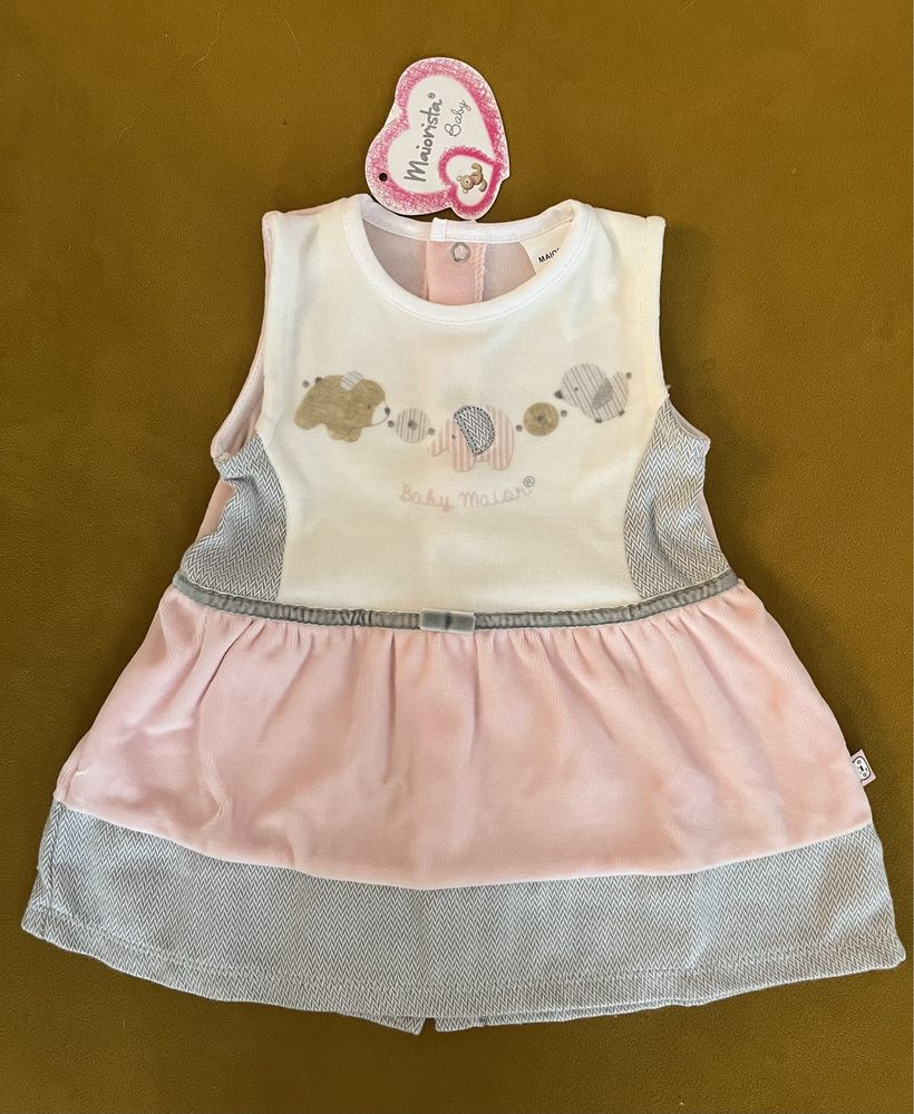 MAIORISTA Baby vestido sem mangas em Algodão 6M NOVO