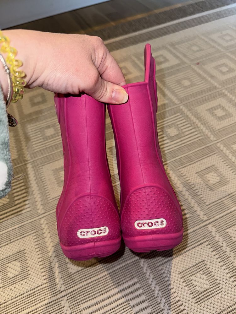 Рожеві сапожки чоботи crocs j1