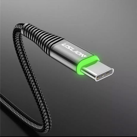 Cabo USB A - USB C Uslion 3A Fast Charger LED 2 Metros NOVO