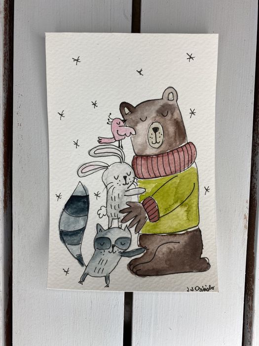 Kartka okolicznościowa miś królik szop świąteczna boże narodzenie