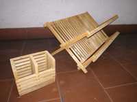 Escorredor + porta esponja - Bambu