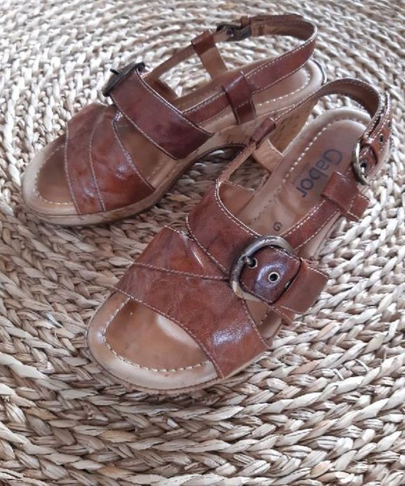 Sandały skórzane Gabor,  obcas 6,5cm, roz. 36