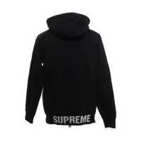 Bluza rozpinana z kapturem Supreme  rib zip logo hoodie czarna unisex