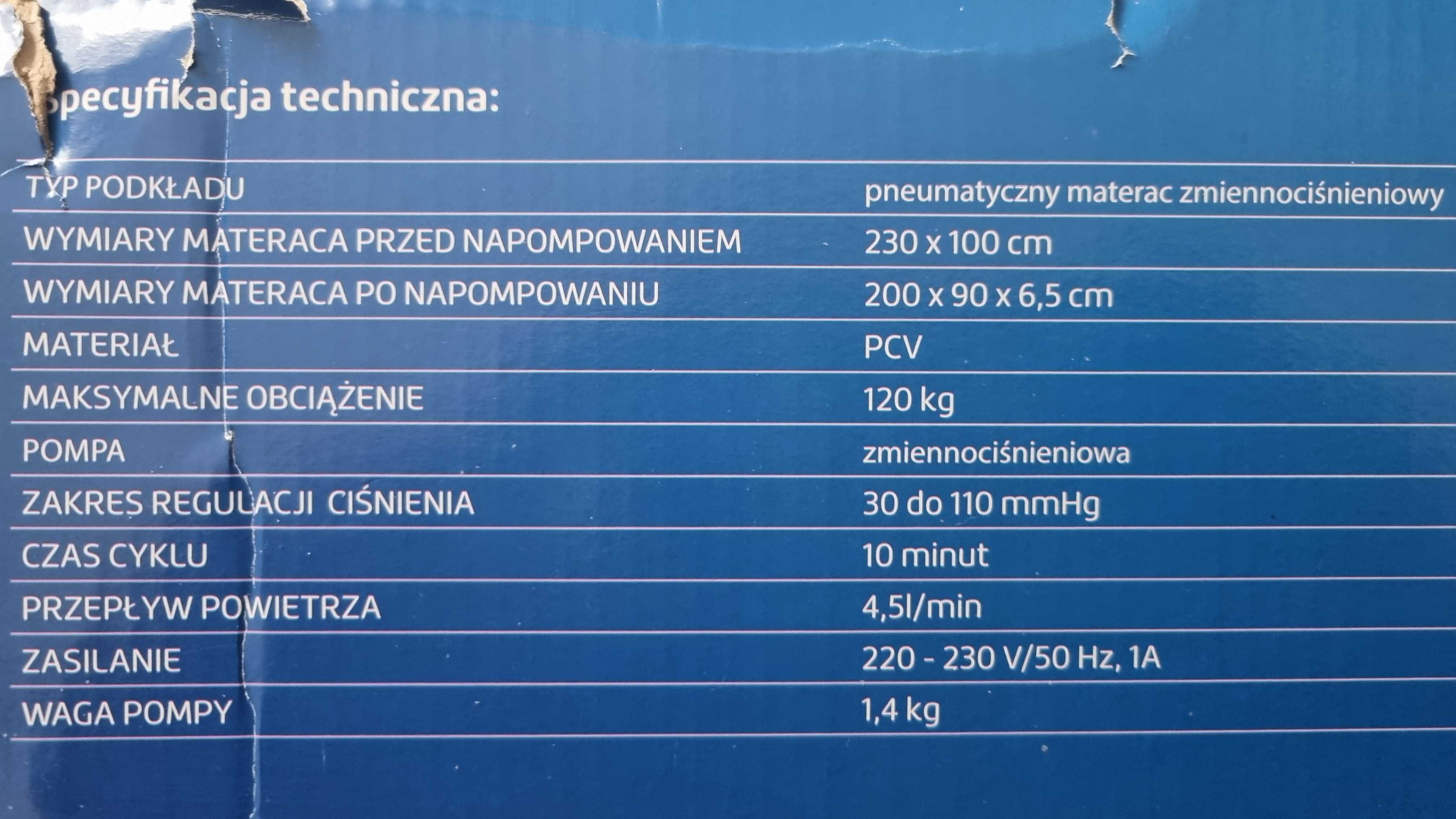 Pneumatyczny materac przeciwodleżynowy