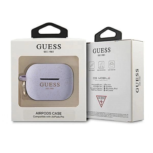 Etui Guess Silicone Glitter na AirPods Pro - purpurowe