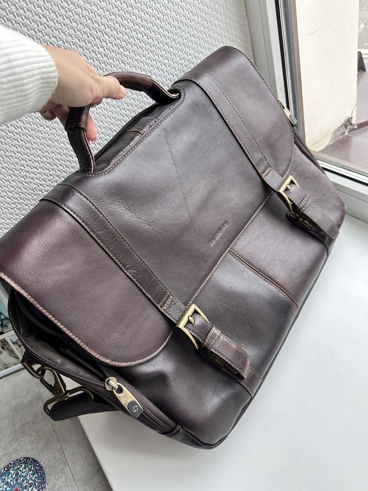 Кожаный портфель Samsonite для деловых поездок и ноутбука (как новый)