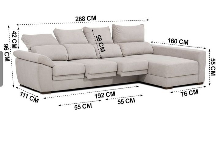 Sofá 3 lugares + chaise longue