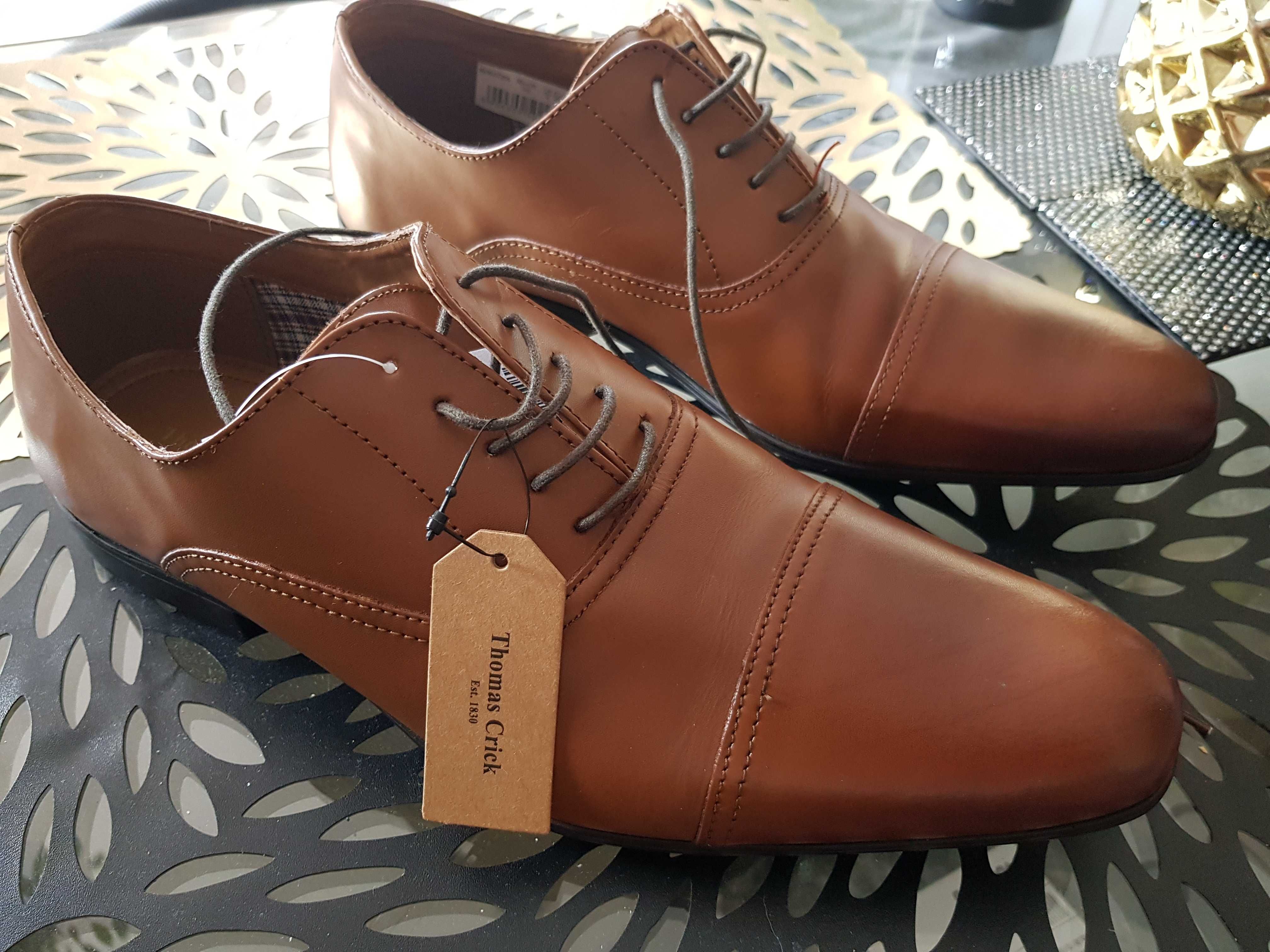 Eleganckie skórzane buty THOMAS CRICK rozmiar 43 NOWE z metką