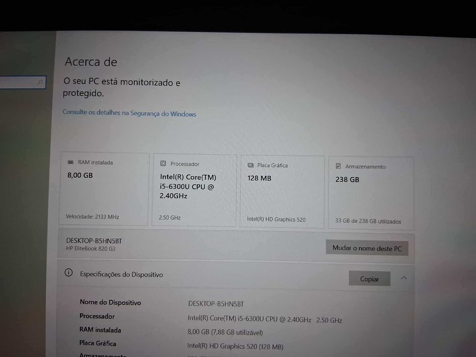 Computador portátil HP Elitebook 820 G3 i5 touch