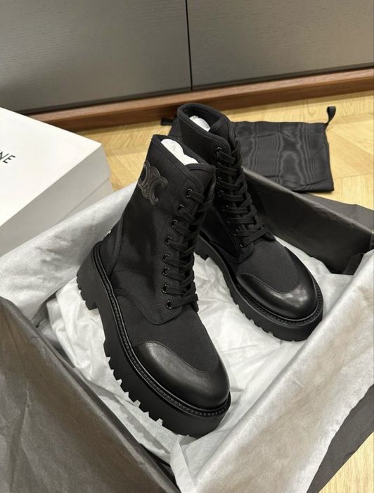 Чоботи черевики celine селін чорні ботинки сапоги теплі зимові осінні