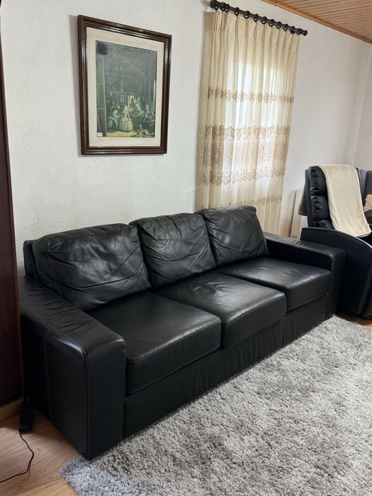 Sofa pele ikea 3 lugares