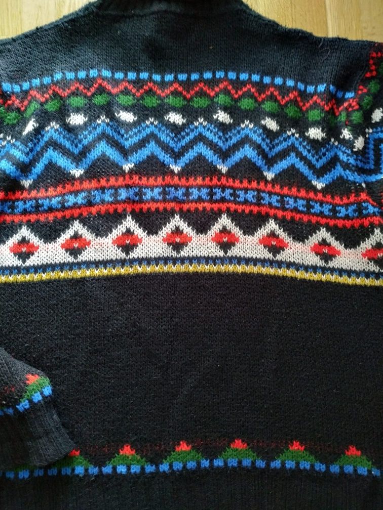 Vintage kolorowy sweter L wzory