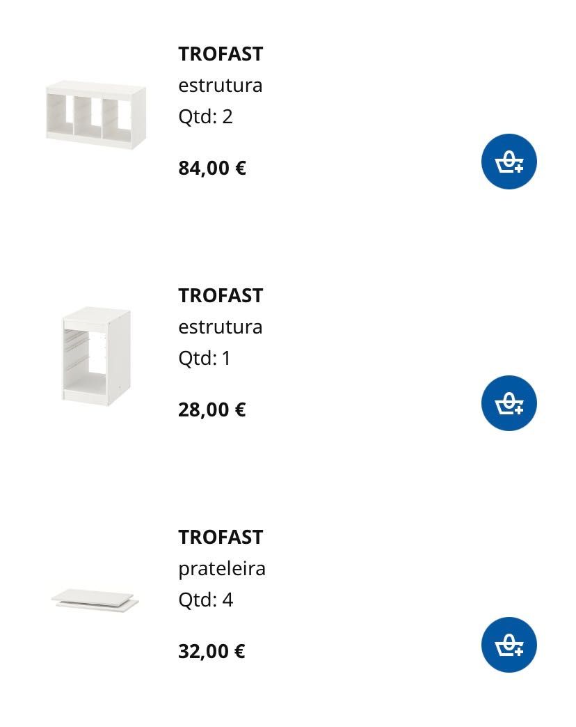 Trofast ikea 2 modulos e prateleiras