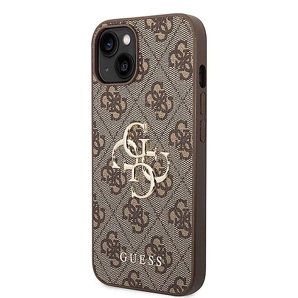 Etui Guess 4g Big Metal Logo do iPhone 15 - brązowe