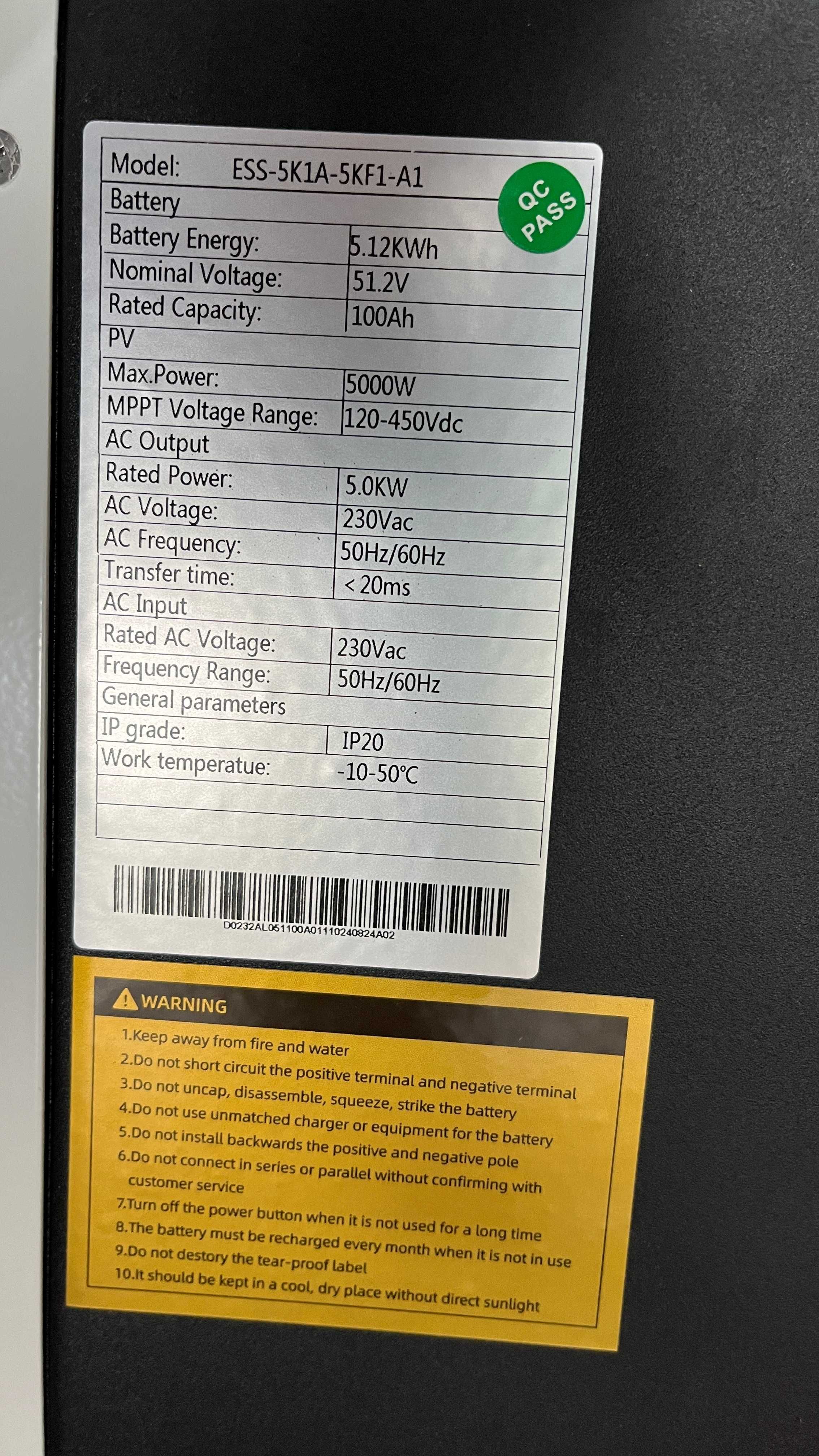 51.2V 5KW 100Ah Lifepo4 комплект резервного живлення в одному корпусі