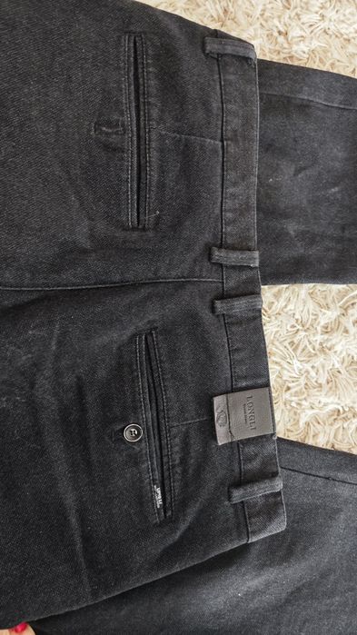 Spodnie męskie casualowe eleganckie szare w kratę ciepłe L na 34/34