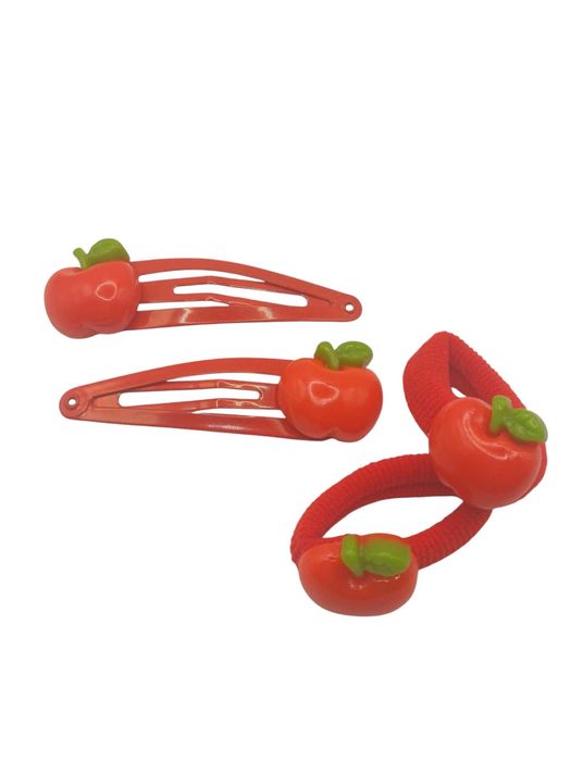 Gumki spinki do włosów ZESTAW JABŁUSZKO 4 sztuki G21