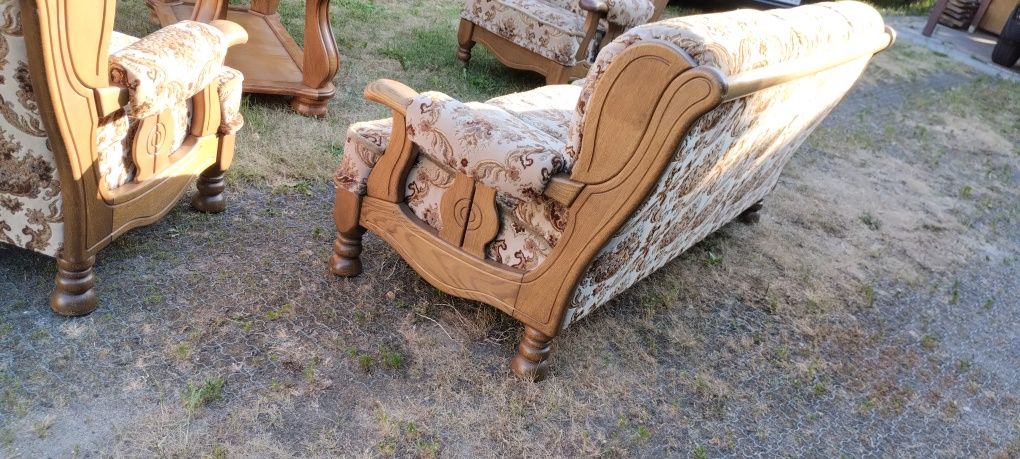 Komplet retro sofa i dwa fotele królewski zestaw