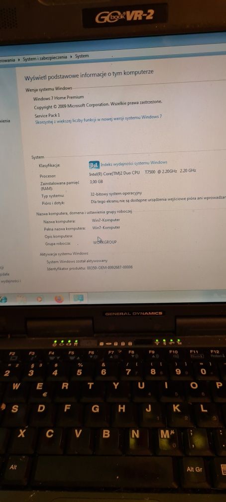 Laptop General Dynamics dotyk PANCERNY SPRAWNY