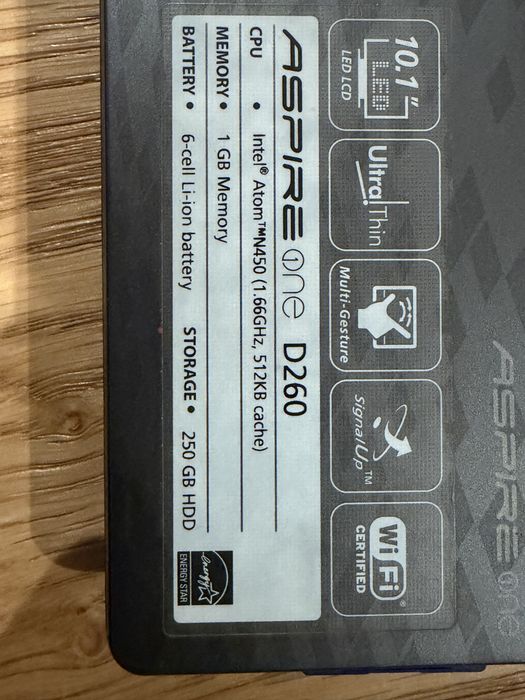 Laptop 10 cali Acer Aspire one D260 win7