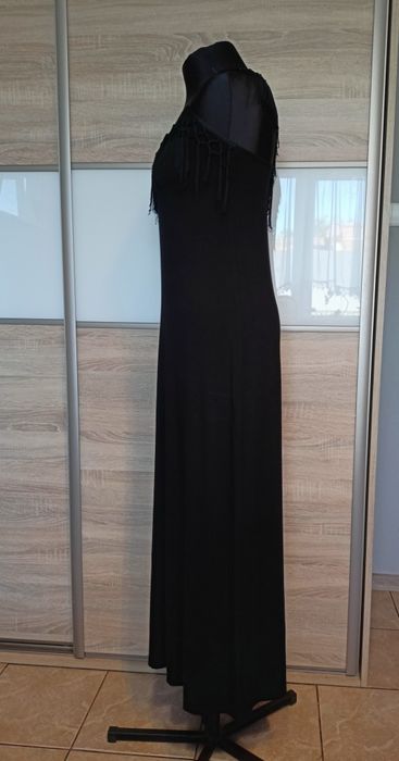 Czarna sukienka maxi, wakacyjna boho M.