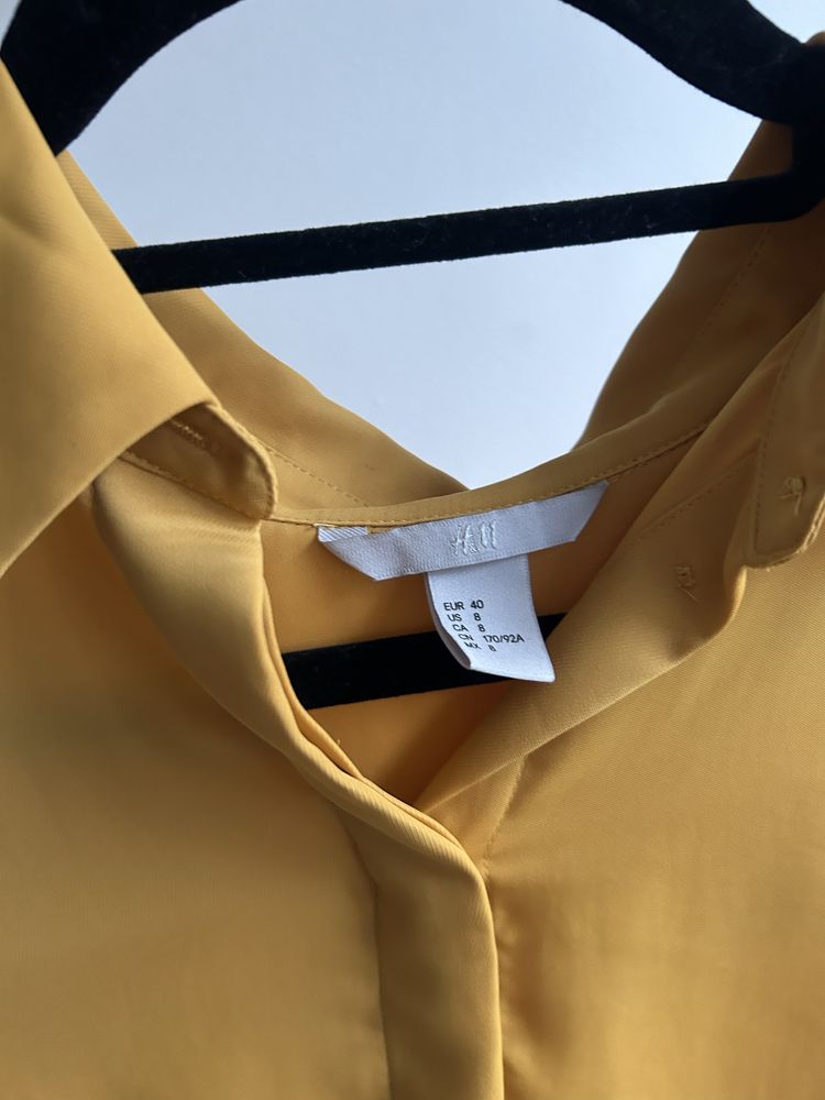 Żółta musztardowa lejąca koszula h&m