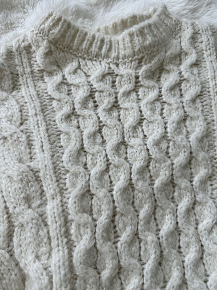 Zara sweter pleciony S oversize warkocz