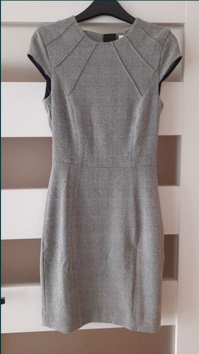 Sukienka szara elegancka H&M 34 XS, nowa z metką, ołówkowa, na komunię
