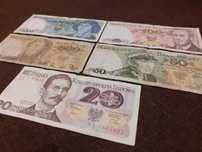 Banknoty PRL 1982 - 1988, 5 szt. komplet