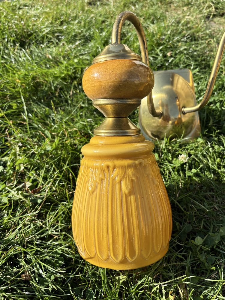 Kinkiet lampka zółty ceramiczmy  PRL