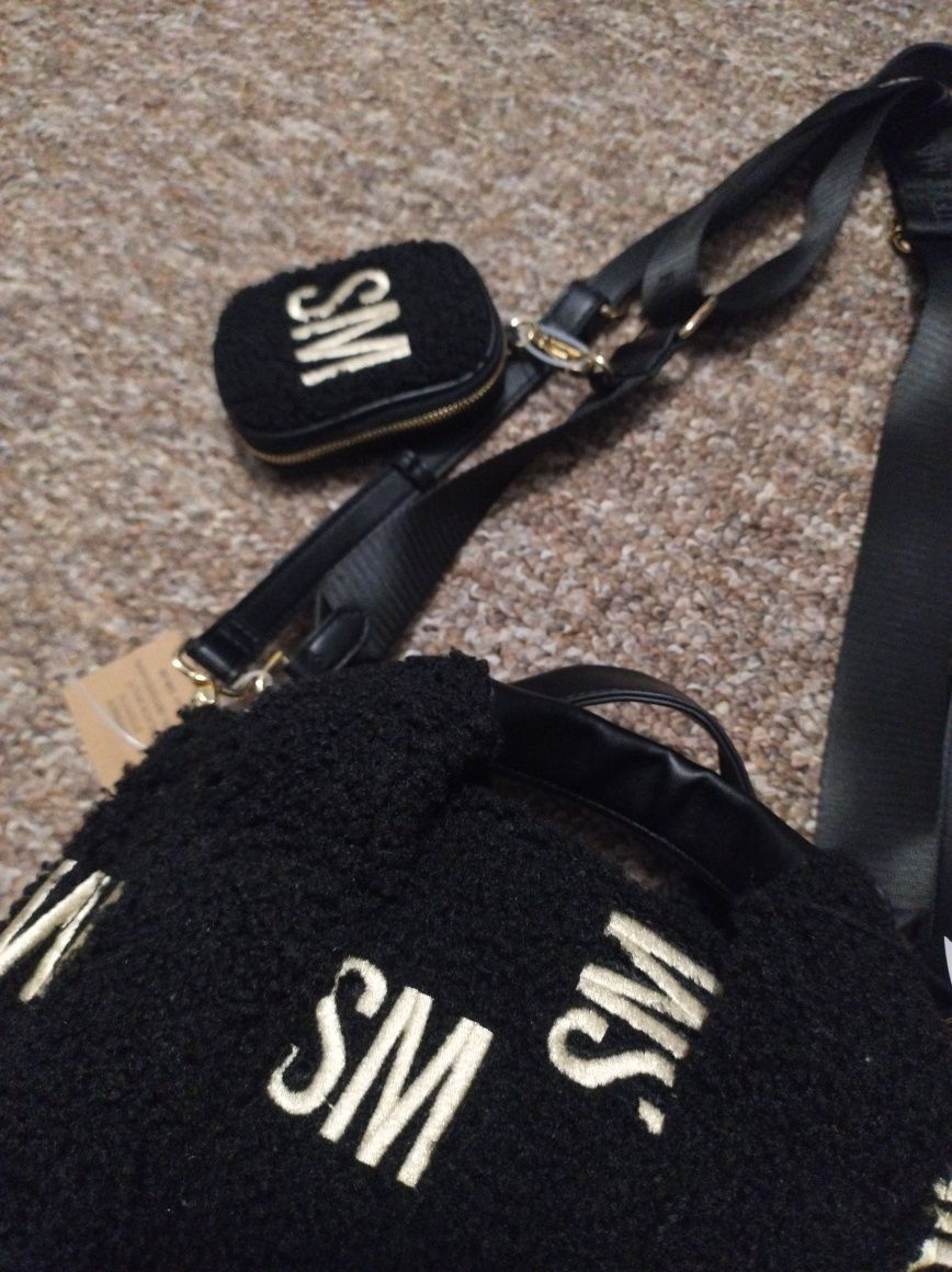 Torebka Steve Madden Black Multi Satchel Embroidered Sherpa z USA