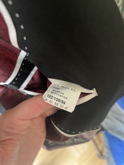 Czarny garnitur z połyskiem komplet marynarka spodnie 182/108/94