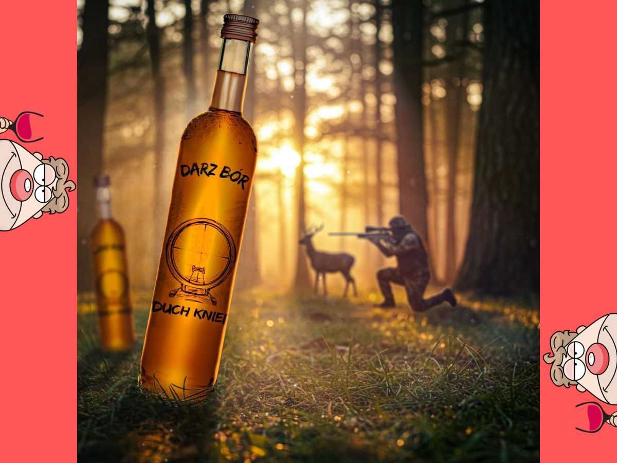 20szt Butelek szklanych NARGIZ 500ml z nadrukiem myśliwskim DARZ BÓR