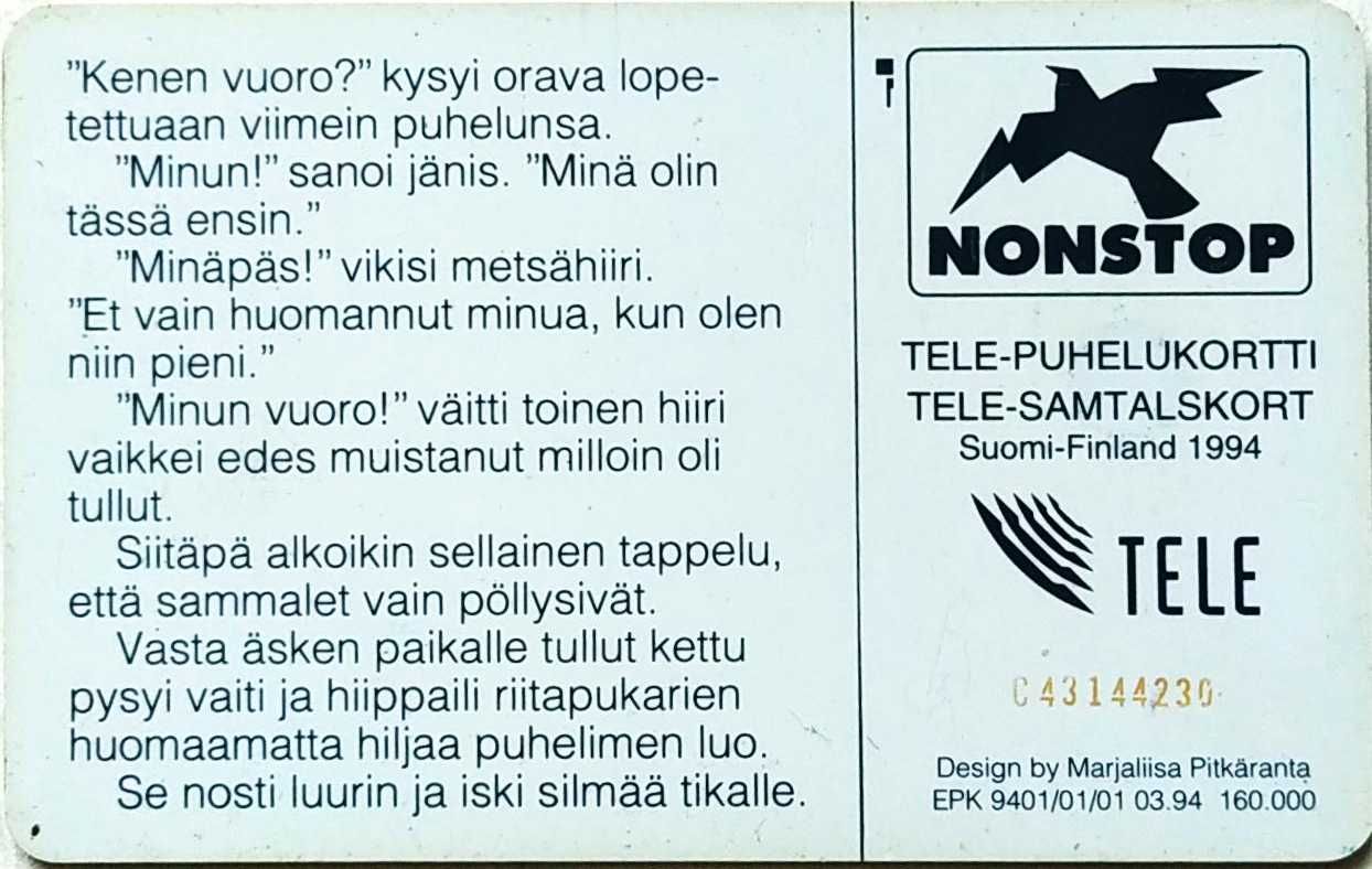 Zwierzaki-karta telefoniczna -Finlandia