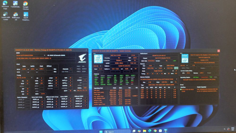 Zestaw GIGABYTE z170-hd3(rev 1.0), i5 6500, Intel HD 530, 8gb ram DDR4