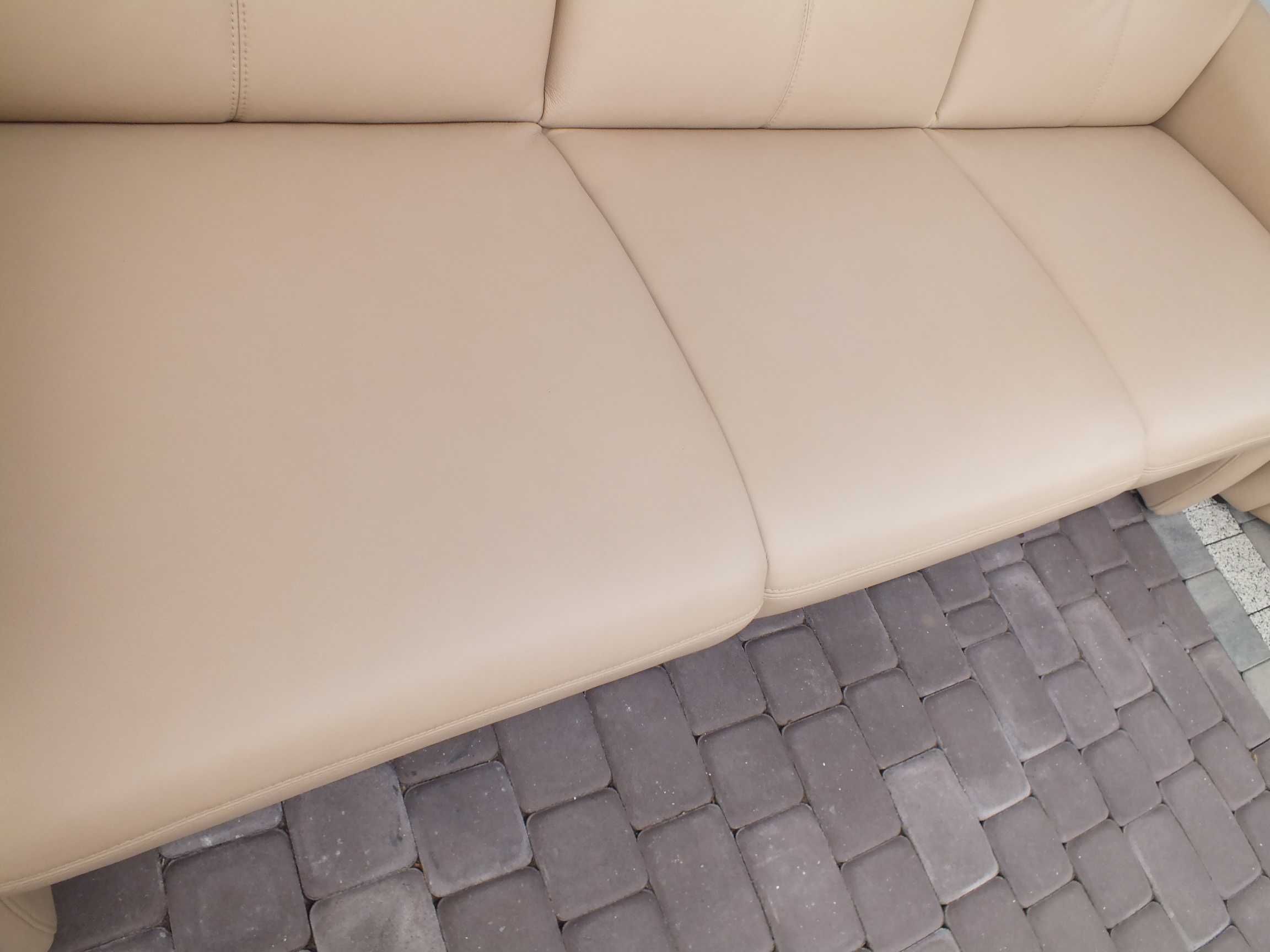 Zestaw kanapa + 2 fotele skóra naturalna elektryczna funkcja relax