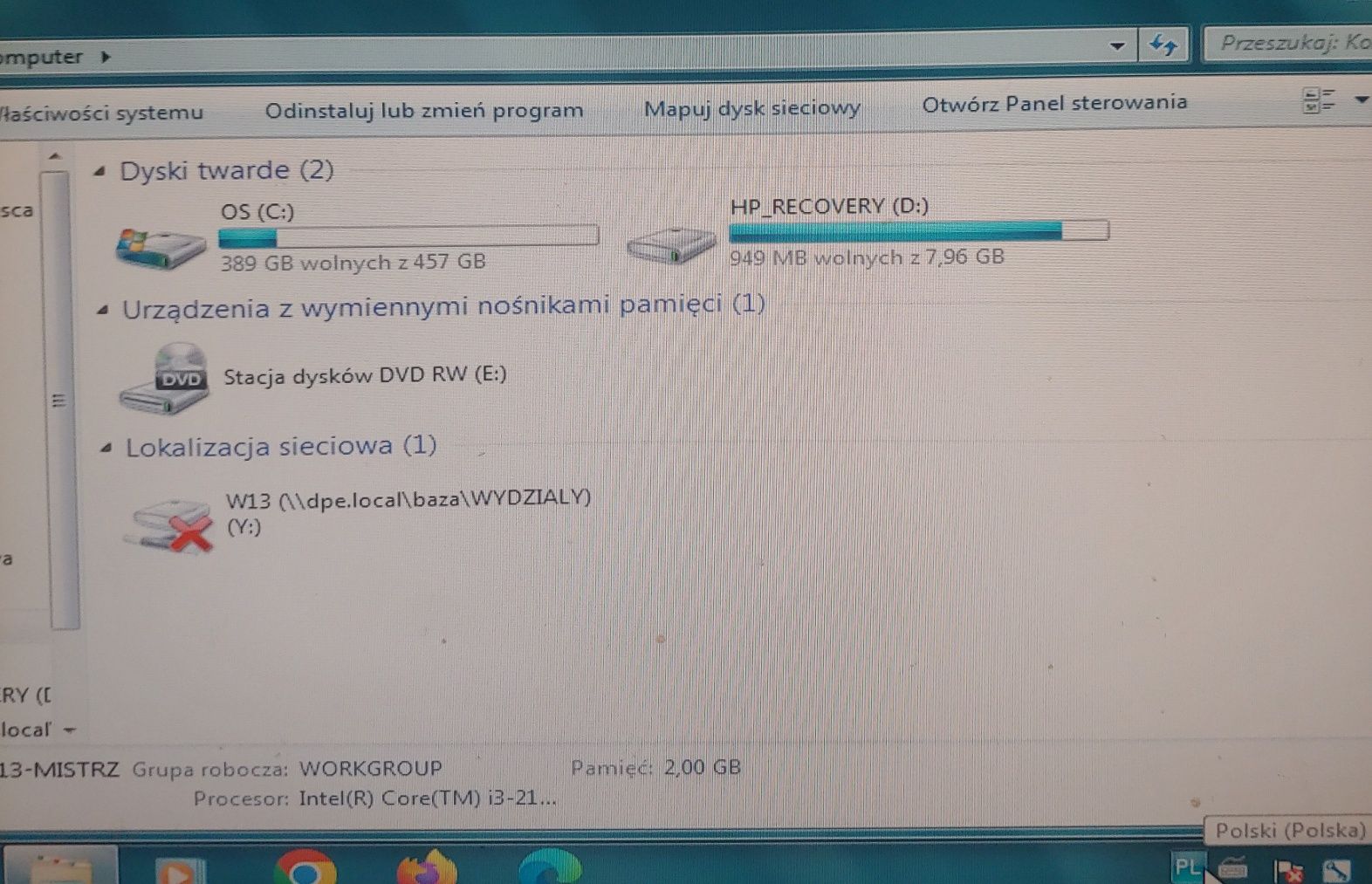 Komputer stacjonarny HP z monitorem Windows 7