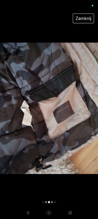 Kurtka Długa męska parka ocieplana ciepła na zimę płaszcz beżowy