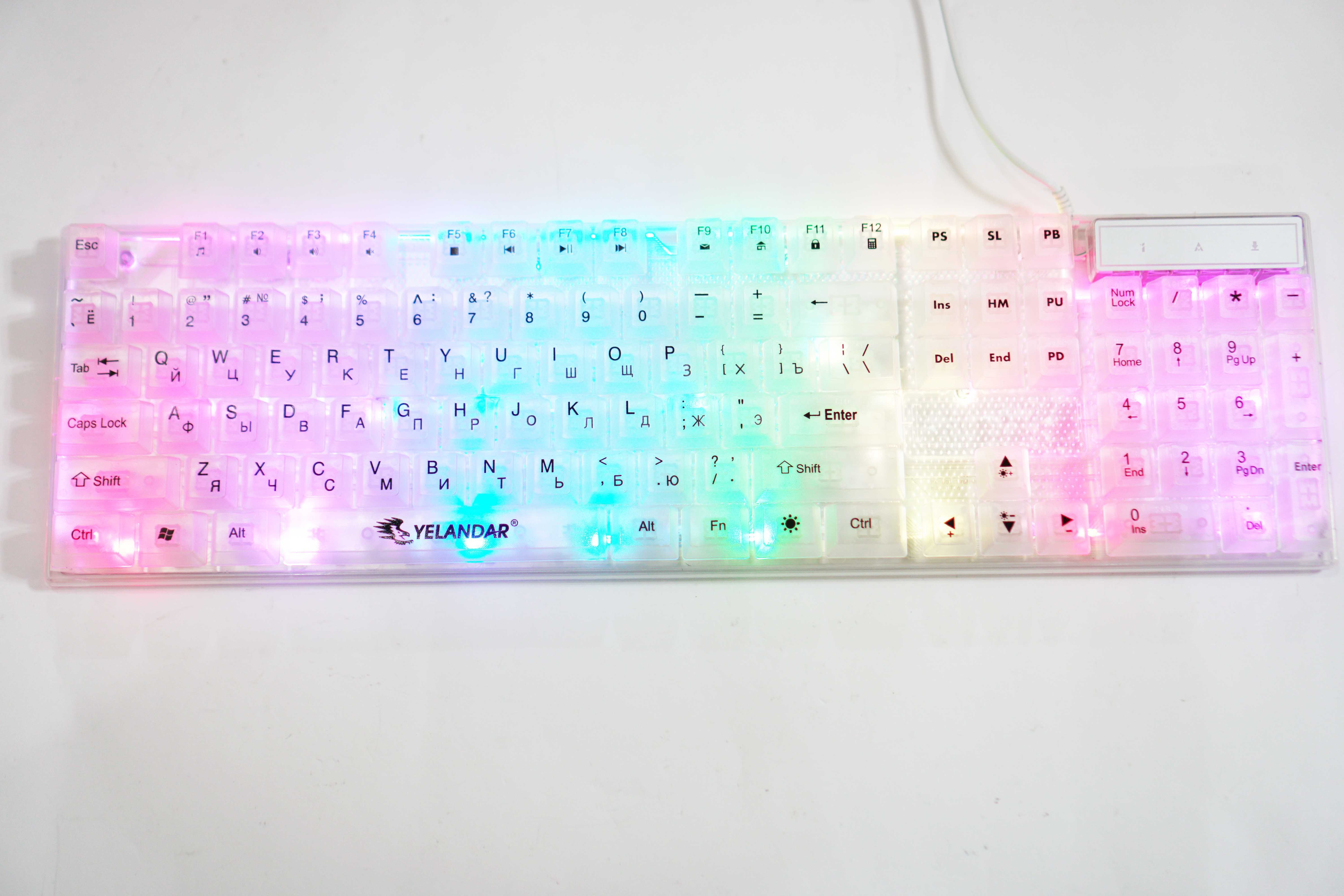 Игровая мембранная клавиатура с подсветкой RGB Белая Yelandar AN-T20