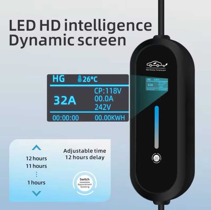 Carregador Portátil 7 kw - 32A c/ 10 METROS CABO - Eletricos/ Hibridos