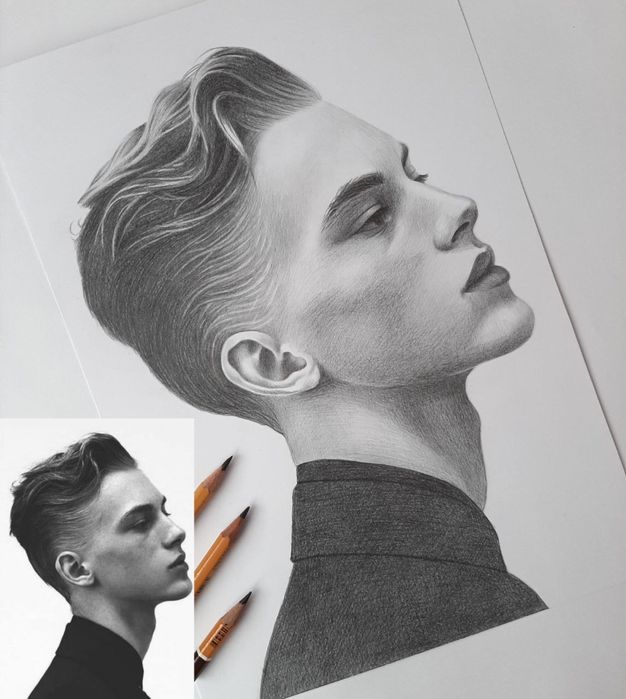 Портрет олівцем / фарбою на холсті на замовлення ручна робота