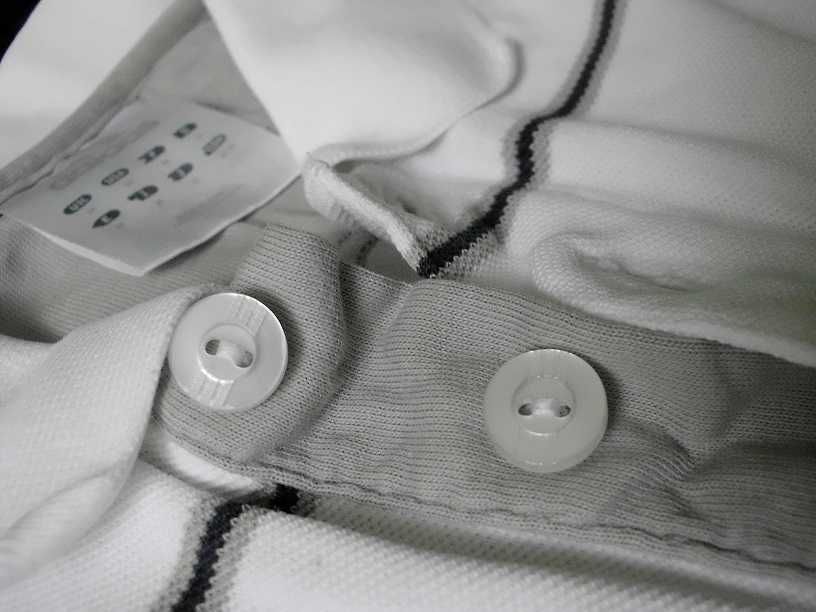 Koszulka polo męska Adidas biała w paski czarne S M L