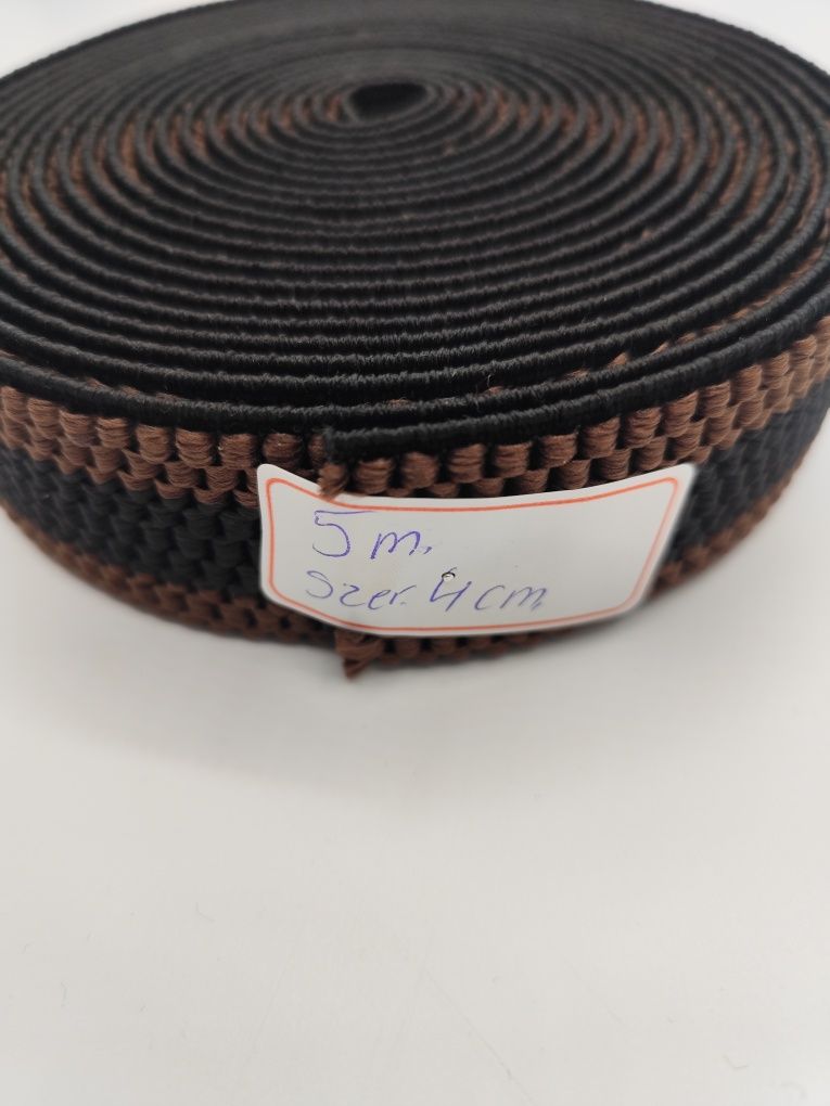 Guma szelkowa, 5 m x 4 cm. Czarno - brązowa.